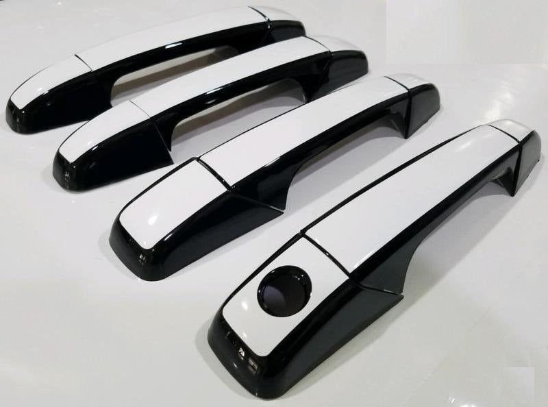 Full Set of Custom Black OR Chrome Door Handle Overlays / Covers For the 2007 - 2014 Chevy Suburban  -- You Choose the Middle Color Insert
