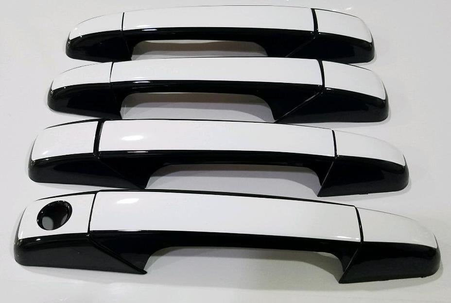 Full Set of Custom Black OR Chrome Door Handle Overlays / Covers For the 2007 - 2014 Chevy Suburban  -- You Choose the Middle Color Insert
