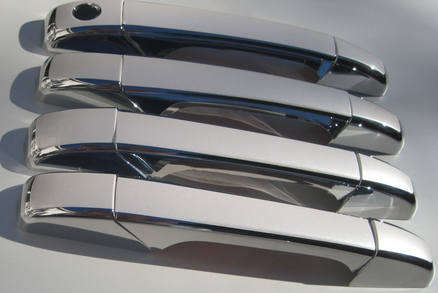 Full Set of Custom Black OR Chrome Door Handle Overlays / Covers For the 2007 - 2014 Chevy Suburban  -- You Choose the Middle Color Insert