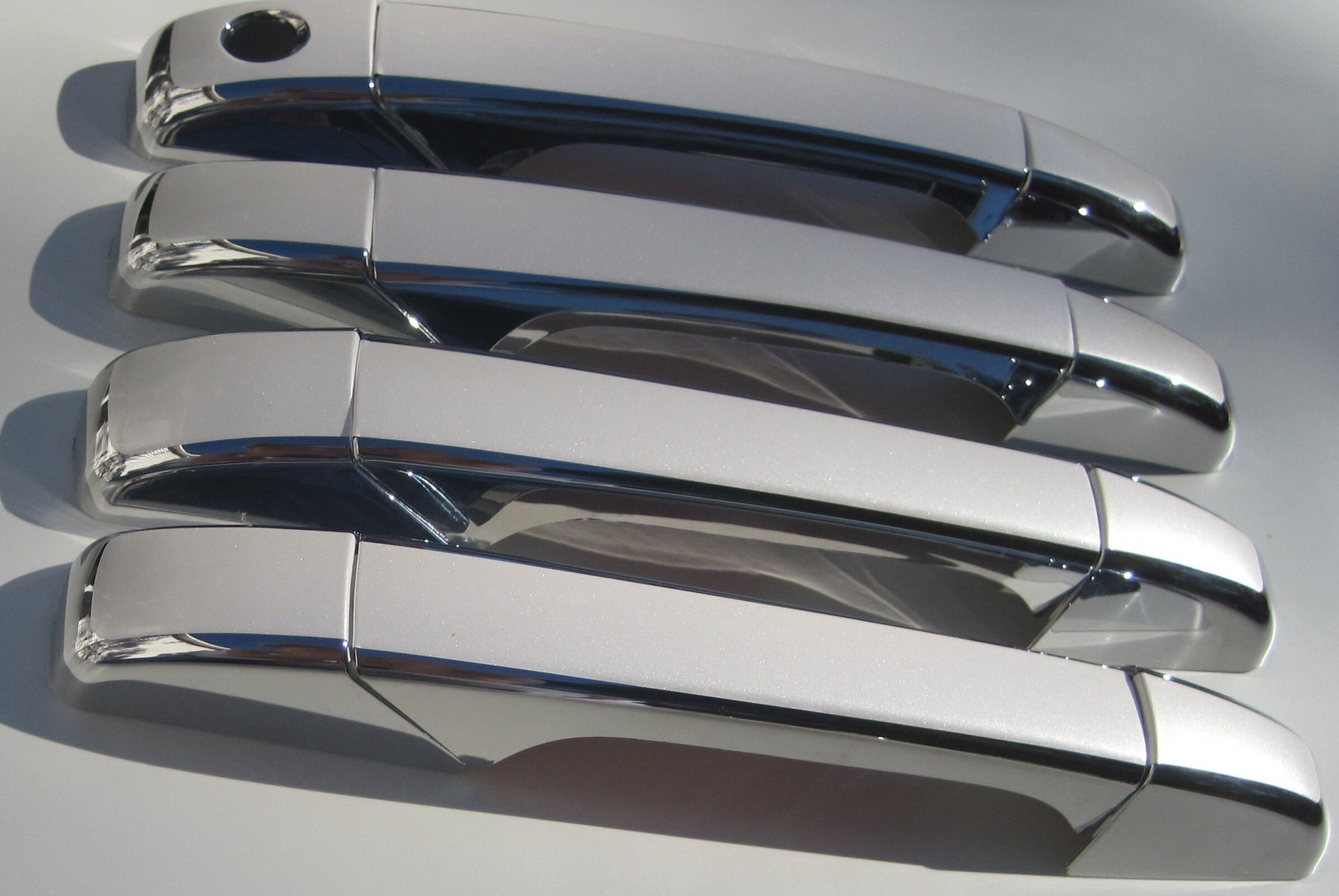 Full Set of Custom Black OR Chrome Door Handle Overlays / Covers For the 2007 - 2014 Chevy Suburban  -- You Choose the Middle Color Insert