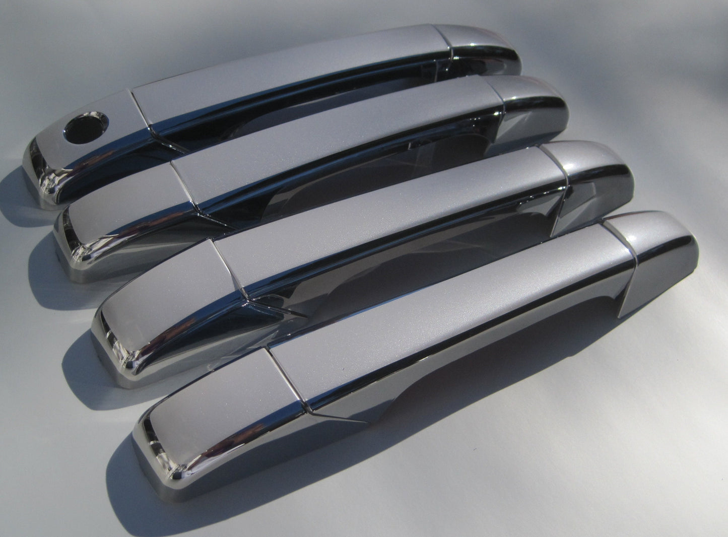Full Set of Custom Black OR Chrome Door Handle Overlays / Covers For the 2007 - 2013 Cadillac Escalade -- You Choose the Middle Color Insert