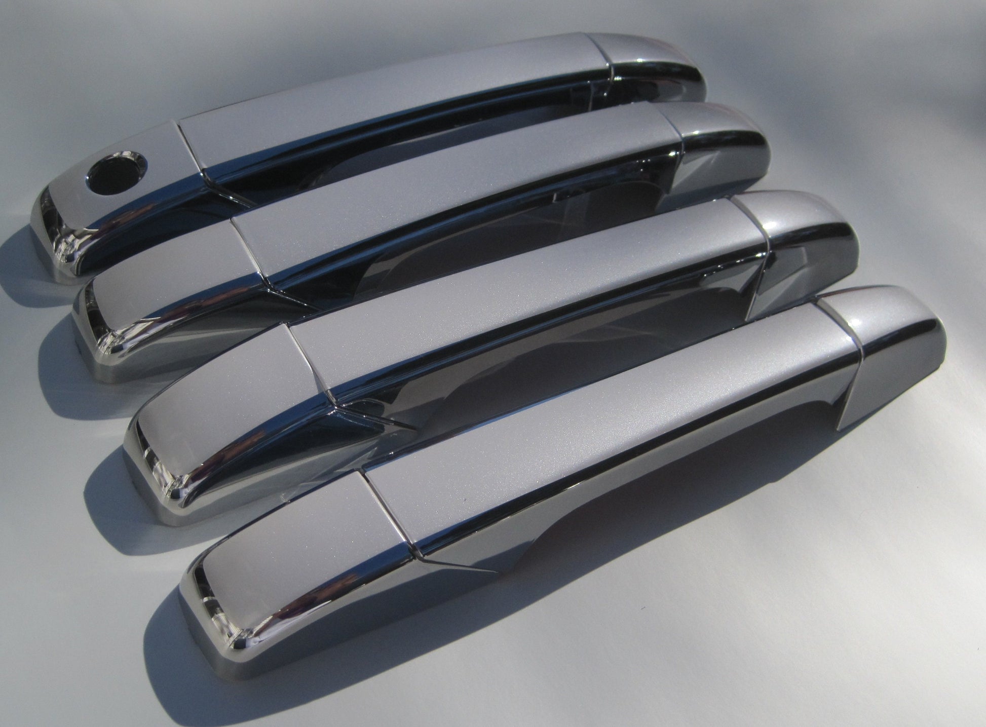 Full Set of Custom Black OR Chrome Door Handle Overlays / Covers For the 2007 - 2013 Cadillac Escalade -- You Choose the Middle Color Insert
