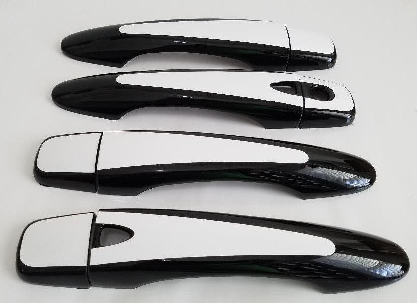 Full Set of Custom Black OR Chrome Door Handle Overlays / Covers For 2016 - 2022 Nissan Maxima -- You Choose the Color of the Middle Insert