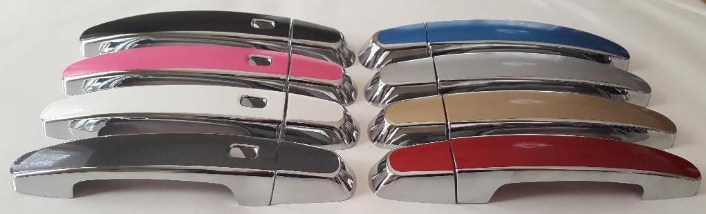 Full Set of Custom Black OR Chrome Door Handle Overlays / Covers For the 2014 - 2020 GMC Impala -- You Choose the Middle Color Insert