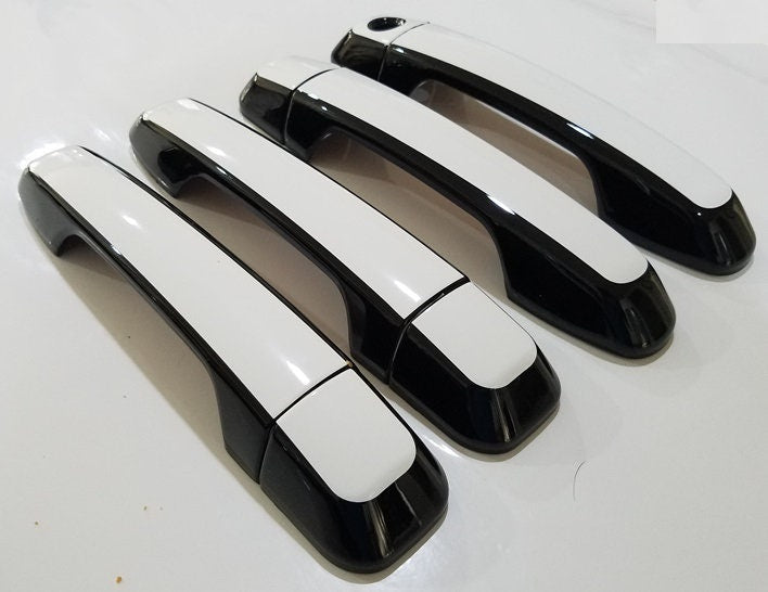 Full Set of Custom Black OR Chrome Door Handle Overlays / Covers For 2010 - 2022 Toyota 4Runner - You Choose the Color of the Middle Insert