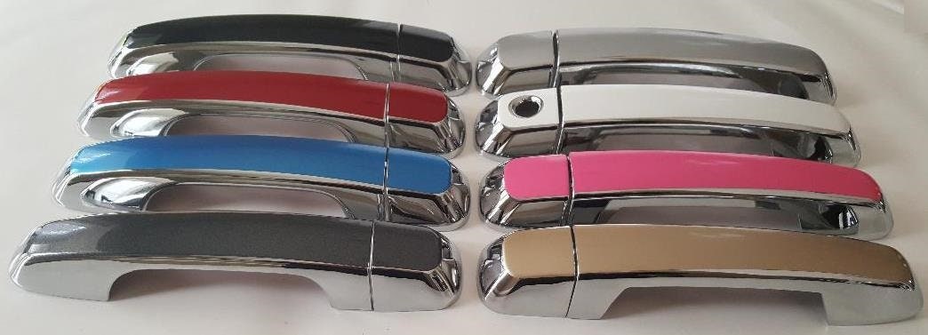 Full Set of Custom Black OR Chrome Door Handle Overlays / Covers For 2010 - 2022 Toyota 4Runner - You Choose the Color of the Middle Insert