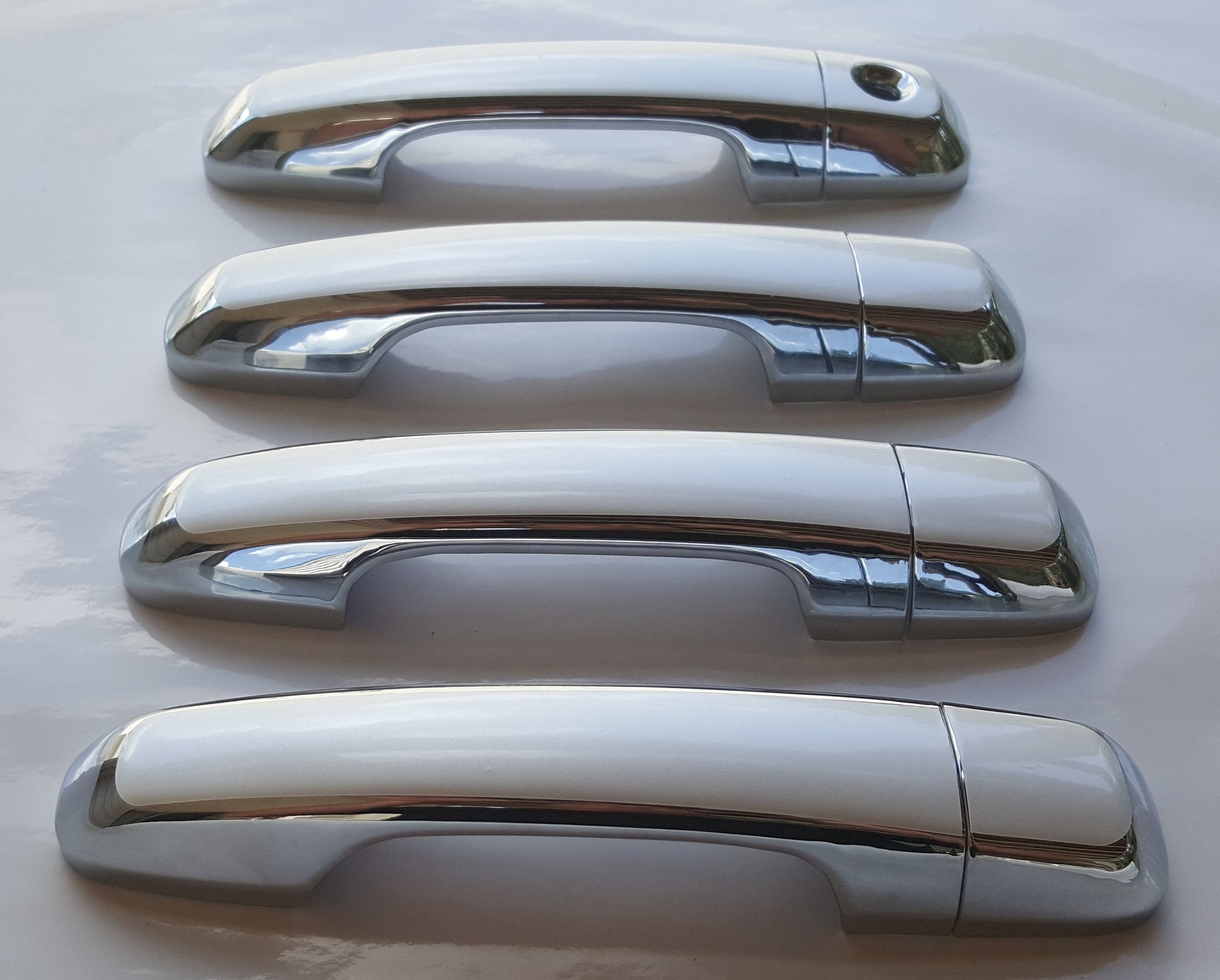Full Set of Custom Black OR Chrome Door Handle Overlays / Covers For 2010 - 2022 Toyota 4Runner - You Choose the Color of the Middle Insert