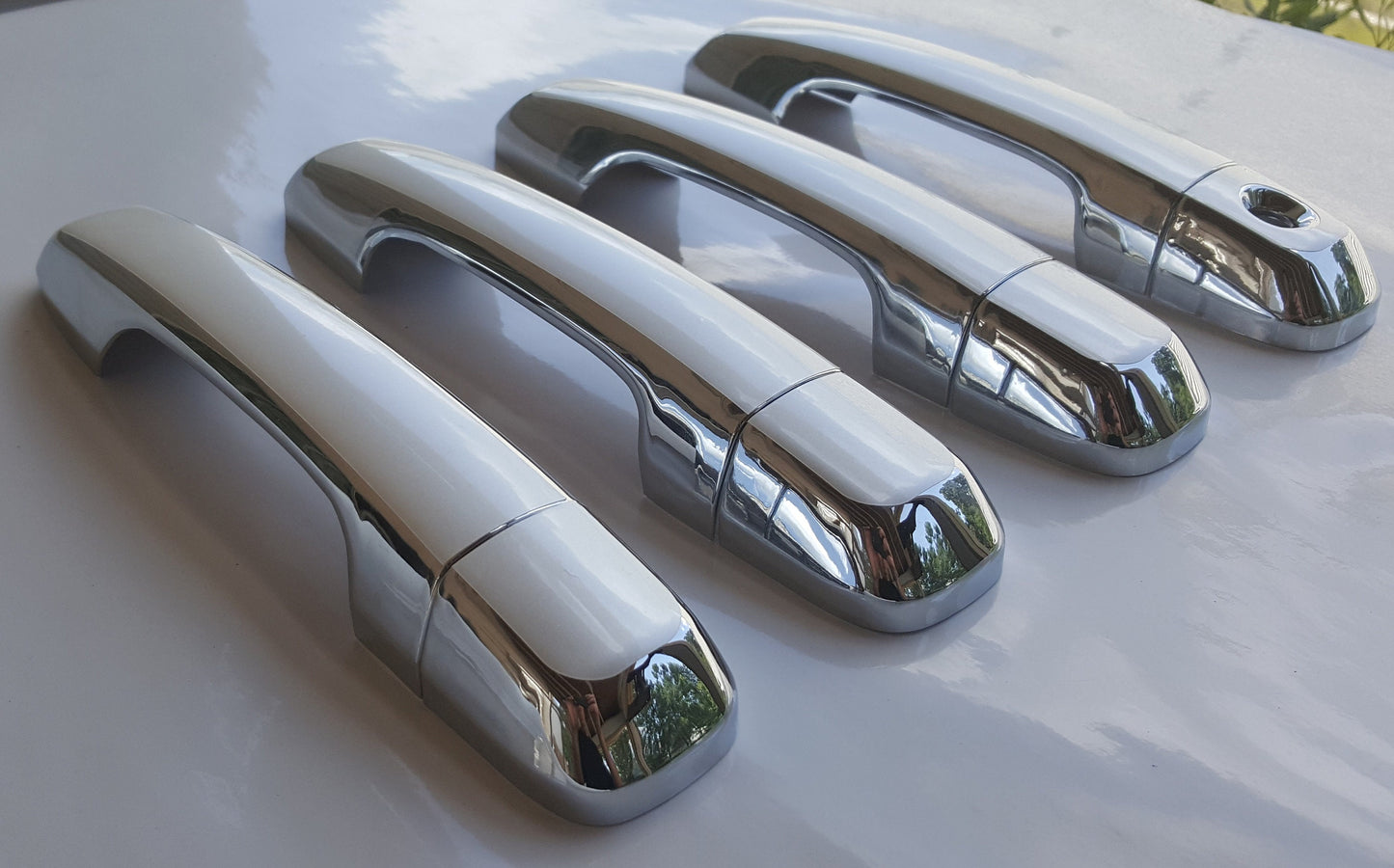 Full Set of Custom Black OR Chrome Door Handle Overlays / Covers For 2010 - 2022 Toyota 4Runner - You Choose the Color of the Middle Insert