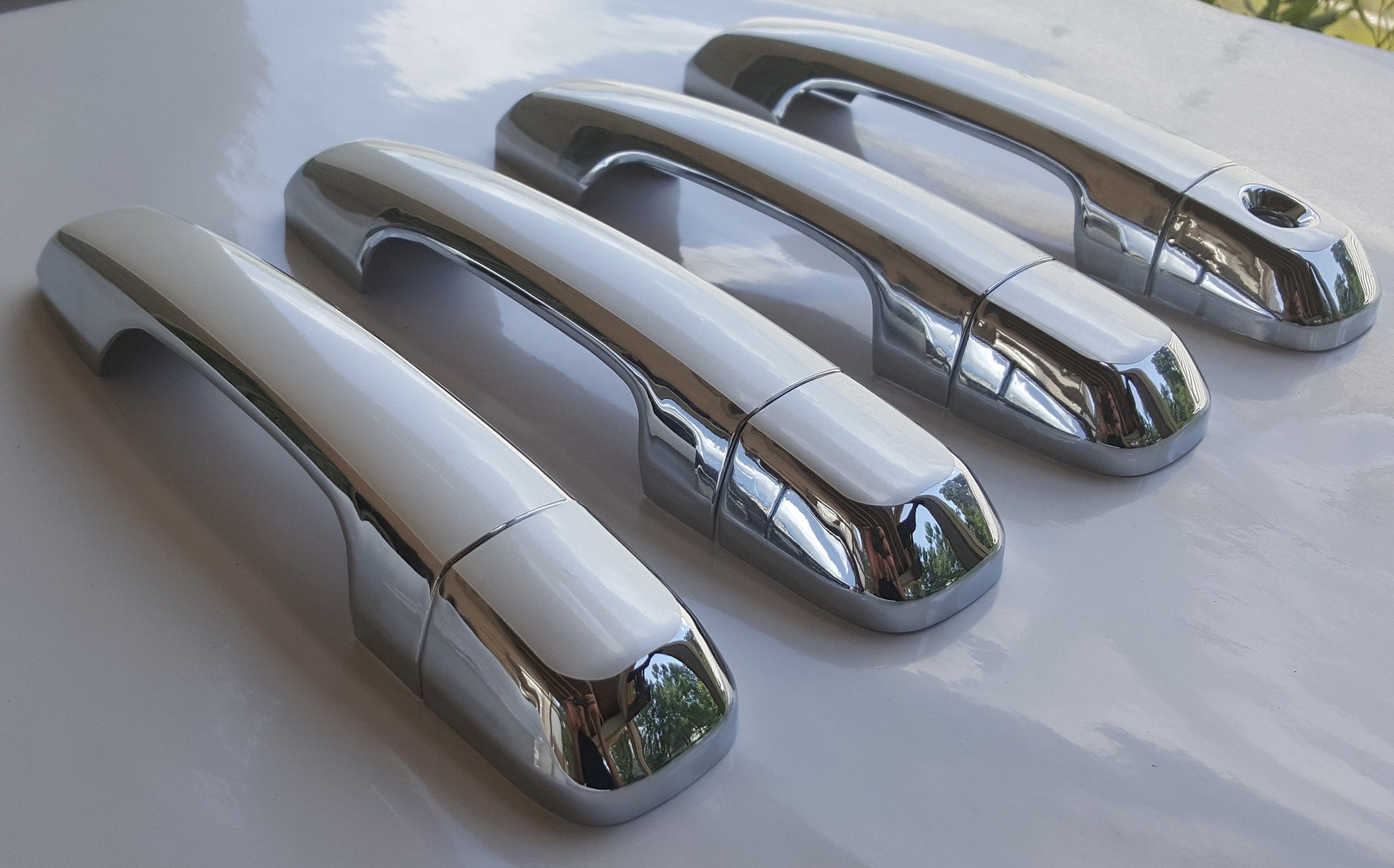Full Set of Custom Black OR Chrome Door Handle Overlays / Covers For 2010 - 2022 Toyota 4Runner - You Choose the Color of the Middle Insert