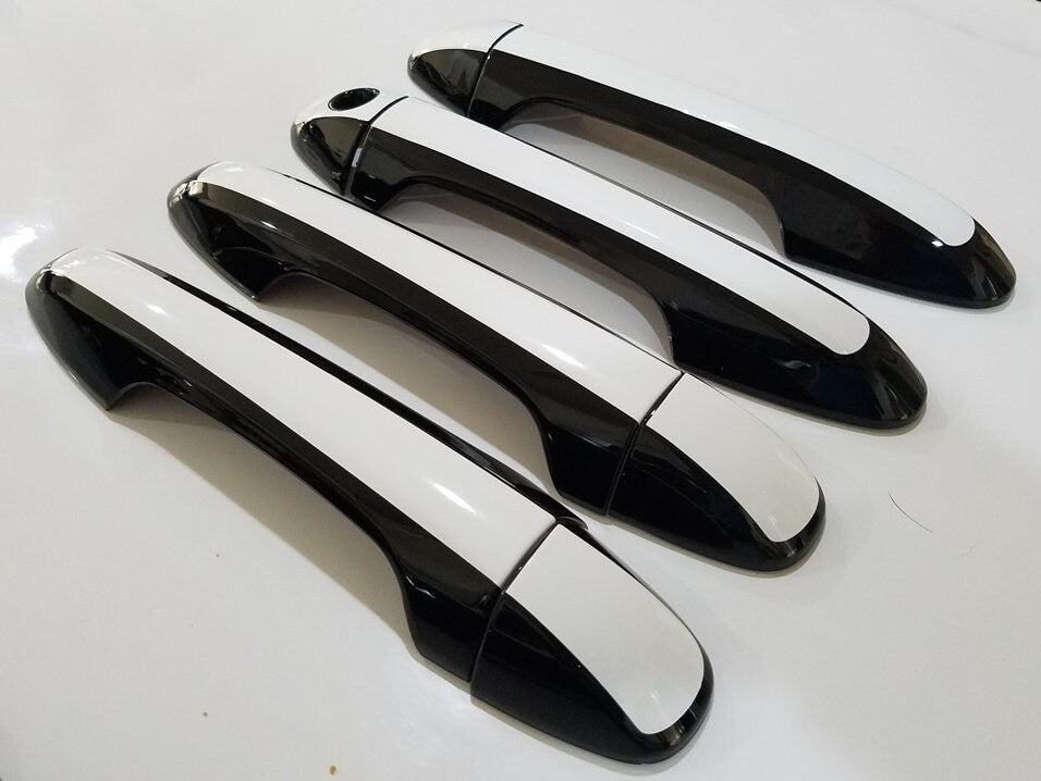 Full Set of Custom Black OR Chrome Door Handle Overlays / Covers For 2016 - 2022 Toyota Tacoma - You Choose the Color of the Middle Insert