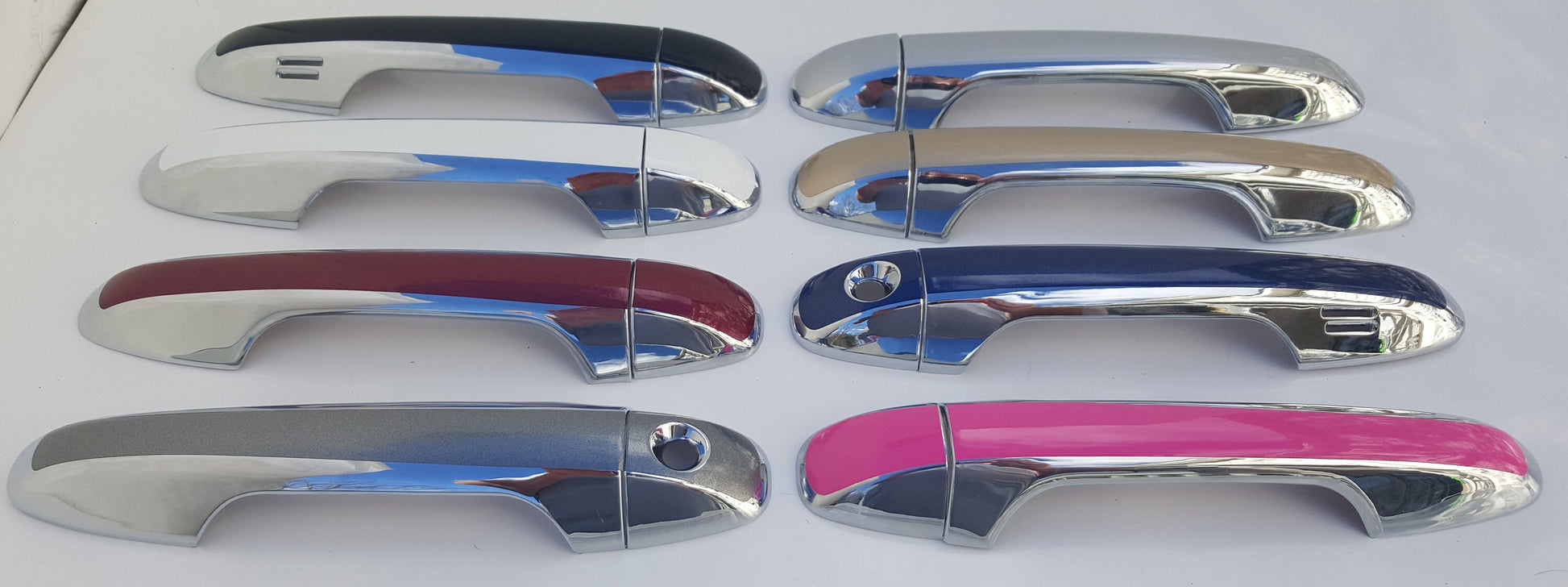 Full Set of Custom Black OR Chrome Door Handle Overlays / Covers For 2016 - 2022 Toyota Tacoma - You Choose the Color of the Middle Insert