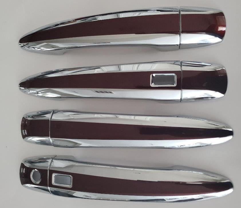 Full Set of Custom Black OR Chrome Door Handle Overlays / Covers For the 2021-2022 Nissan Rogue - You Choose the Color of the Middle Insert