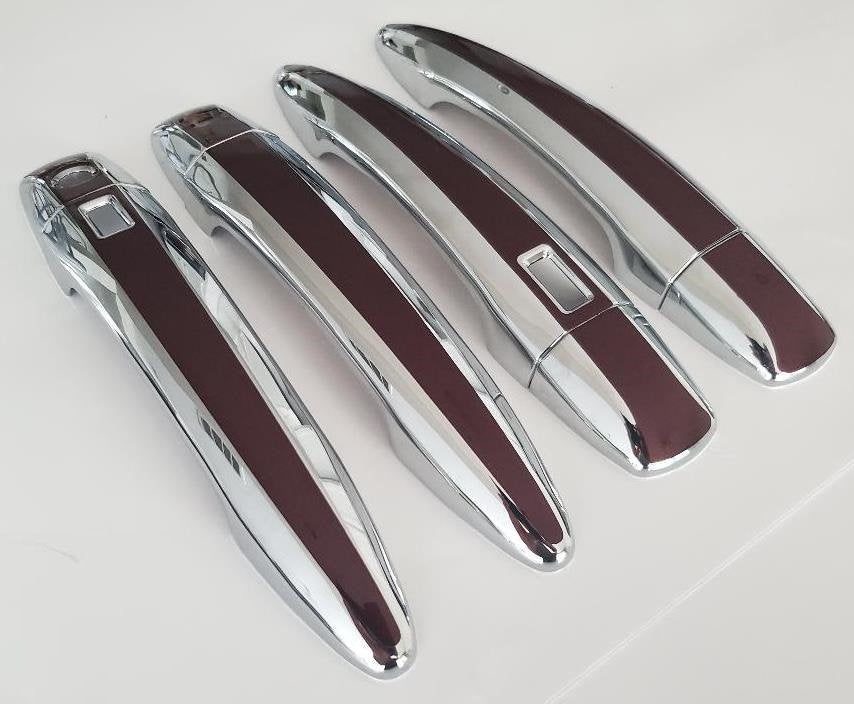 Full Set of Custom Black OR Chrome Door Handle Overlays / Covers For the 2021-2022 Nissan Rogue - You Choose the Color of the Middle Insert