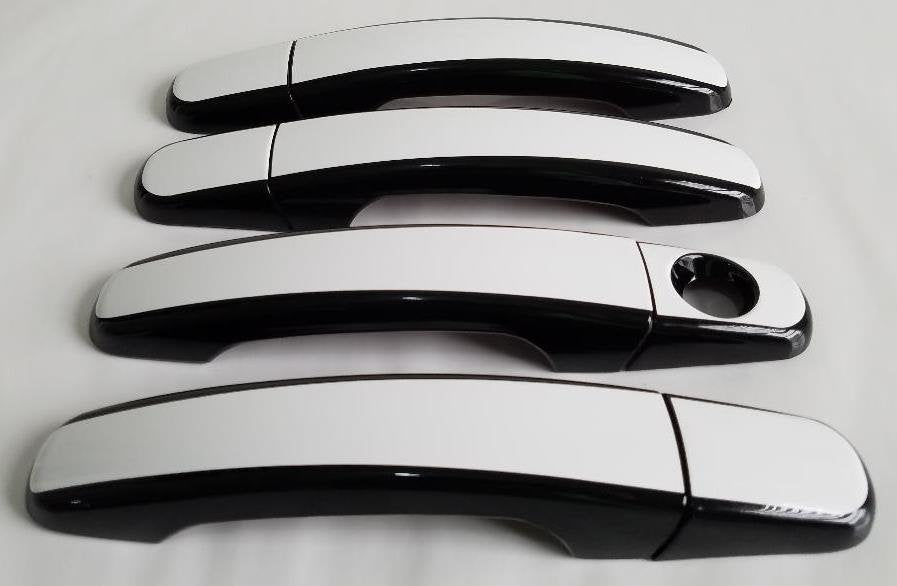 Full Set of Custom Black OR Chrome Door Handle Overlays / Covers For the 2009 - 2017 Chevy Traverse  -- You Choose the Middle Color Insert