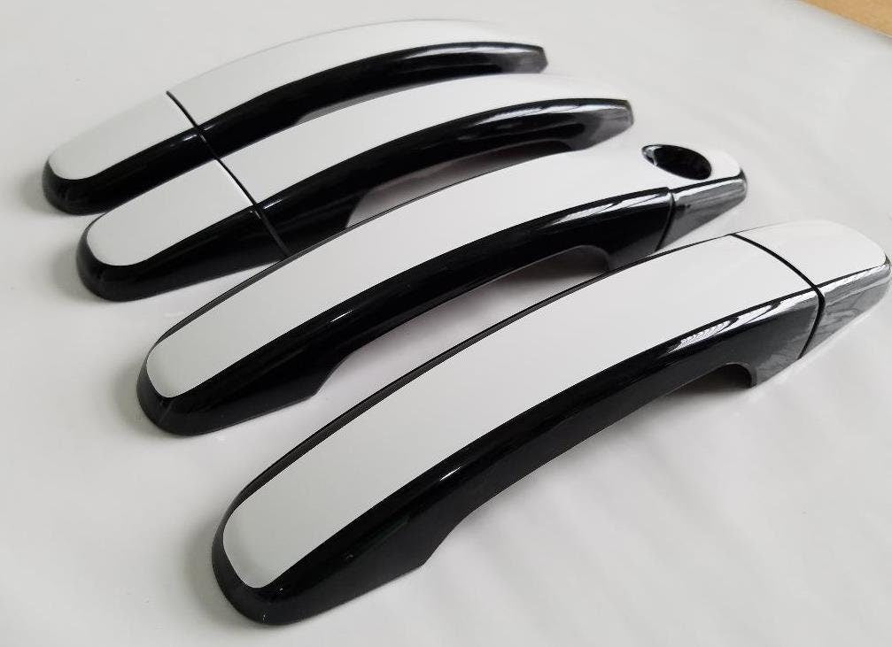 Full Set of Custom Black OR Chrome Door Handle Overlays / Covers For the 2010 - 2017 GMC Terrain -- You Choose the Middle Color Insert