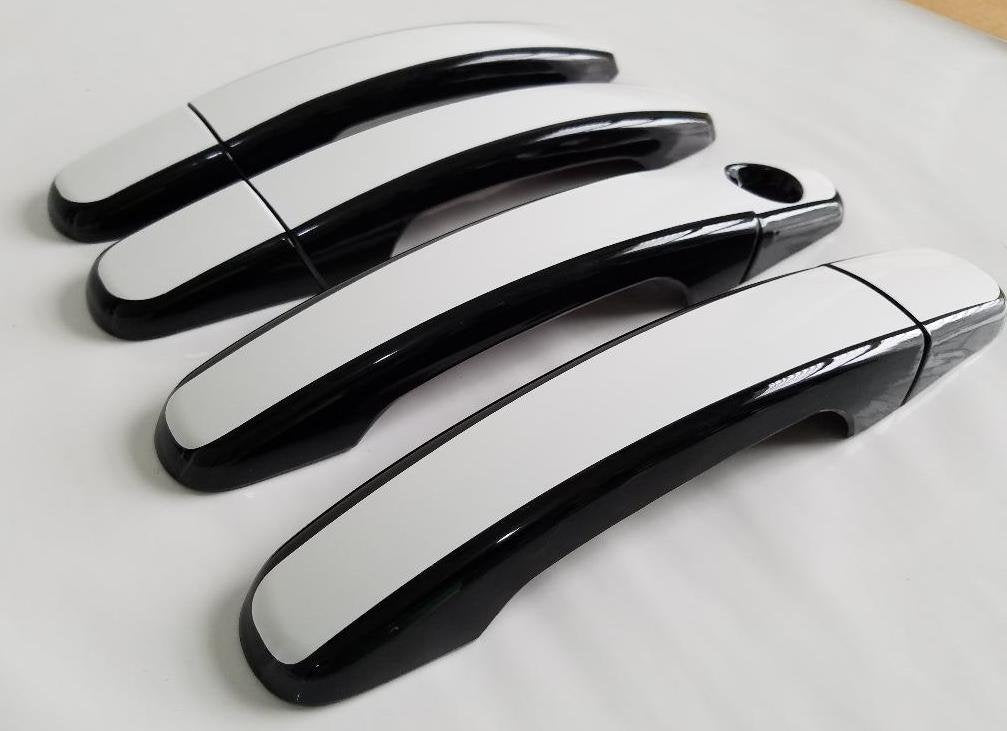 Full Set of Custom Black OR Chrome Door Handle Overlays / Covers For the 2009 - 2017 Chevy Traverse  -- You Choose the Middle Color Insert