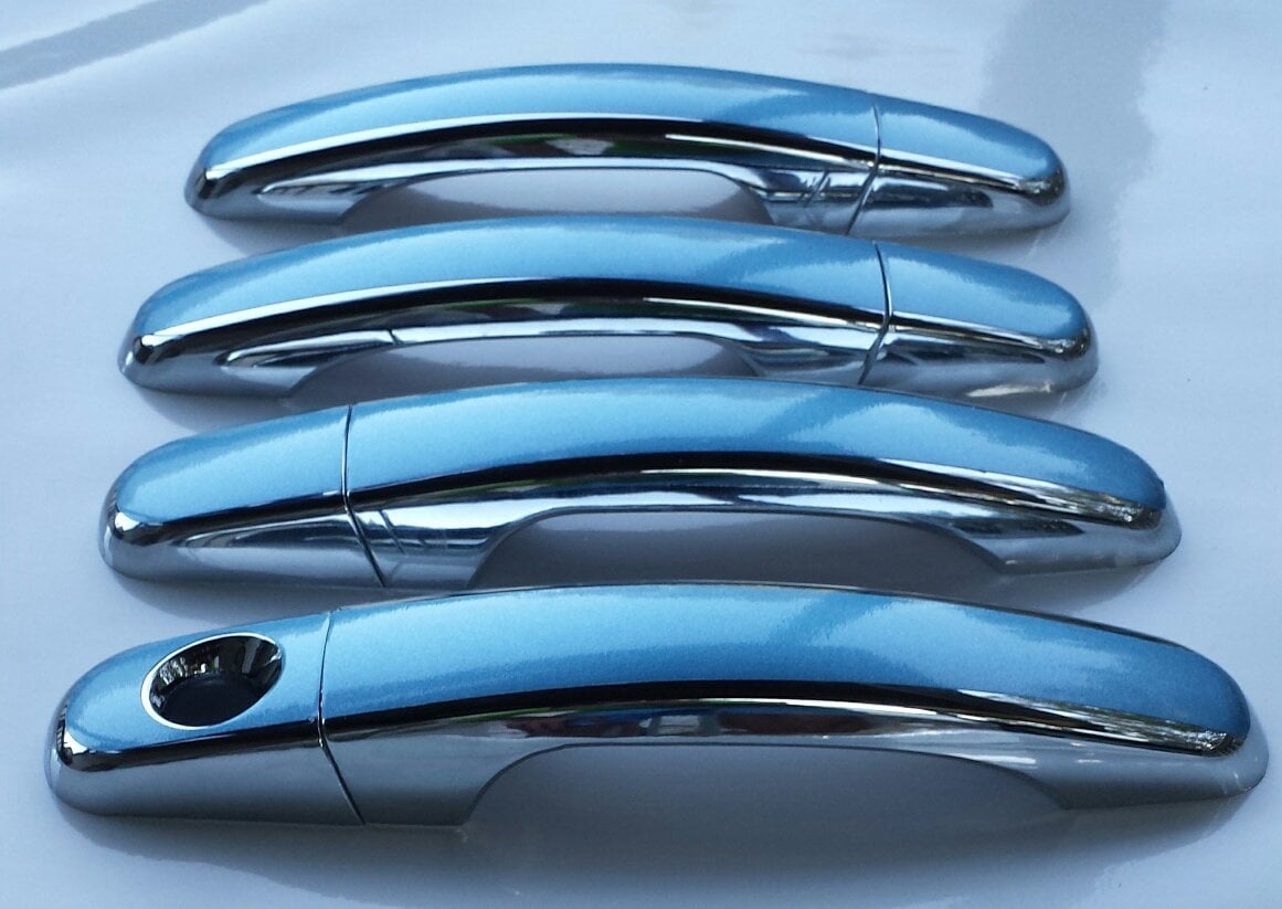 Full Set of Custom Black OR Chrome Door Handle Overlays / Covers For the 2009 - 2017 Chevy Traverse  -- You Choose the Middle Color Insert