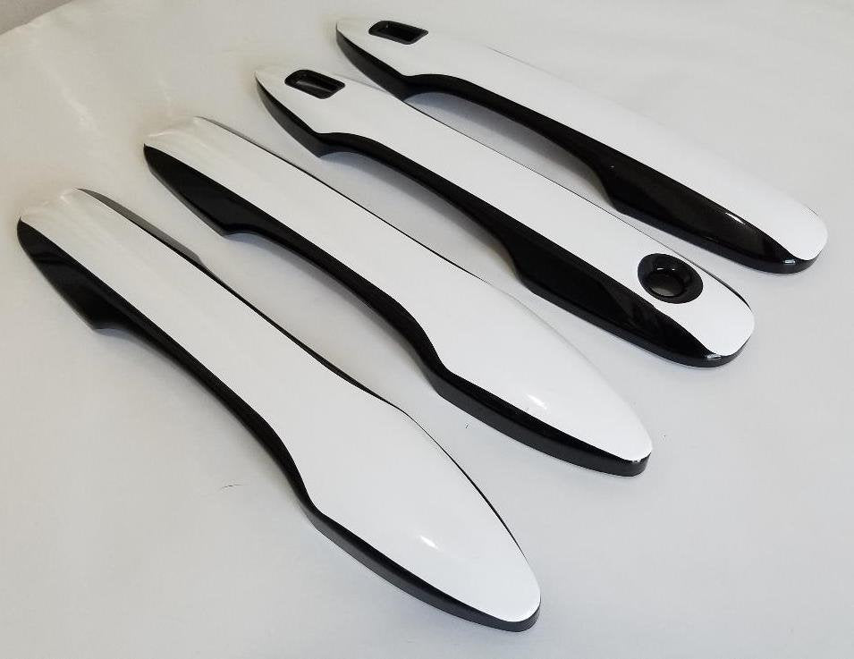 Full Set of Custom Black OR Chrome Door Handle Overlays / Covers For 2017 - 2022 Toyota Prius - You Choose the Color of the Middle Insert