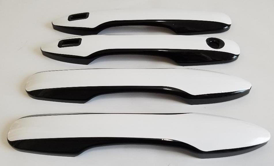 Full Set of Custom Black OR Chrome Door Handle Overlays / Covers For 2017 - 2022 Toyota Prius - You Choose the Color of the Middle Insert