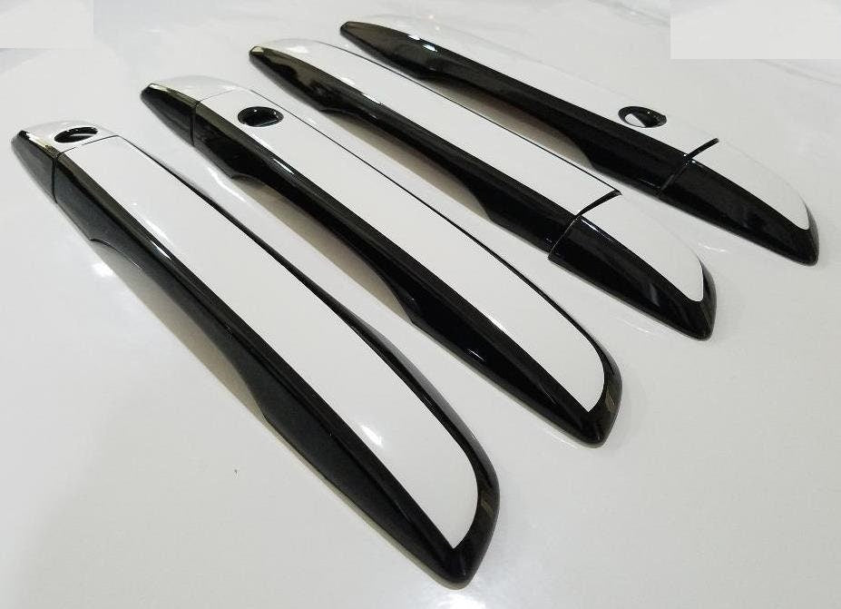 Full Set of Custom Black OR Chrome Door Handle Overlays / Covers For 2016 - 2021 Honda CIVIC -- You Choose the Color of the Middle Insert