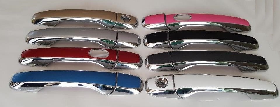 Full Set of Custom Black OR Chrome Door Handle Overlays / Covers For the 2011 - 2014 Ford Edge  -- You Choose the Middle Color Insert