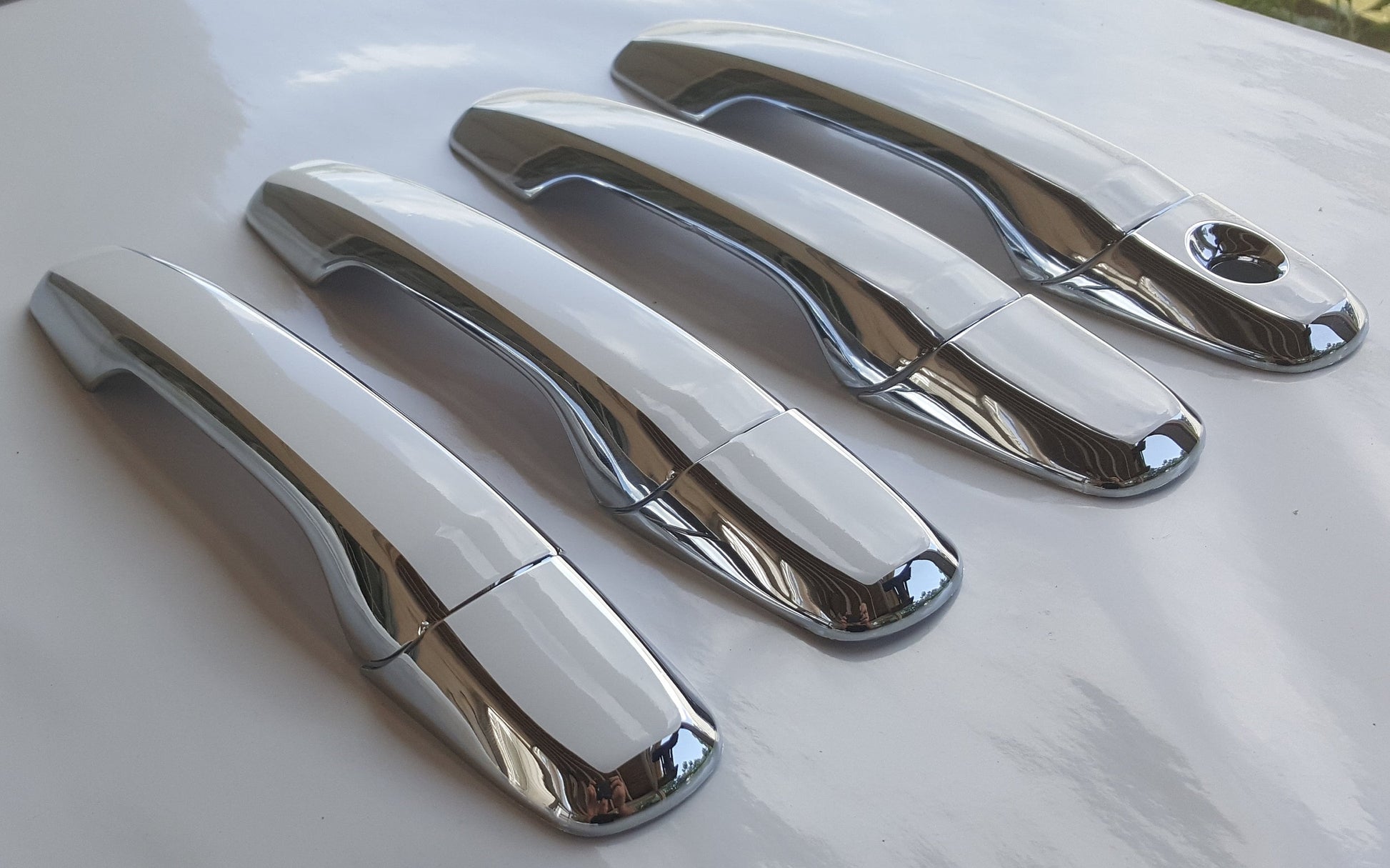 Full Set of Custom Black OR Chrome Door Handle Overlays / Covers For the 2011 - 2014 Ford Edge  -- You Choose the Middle Color Insert