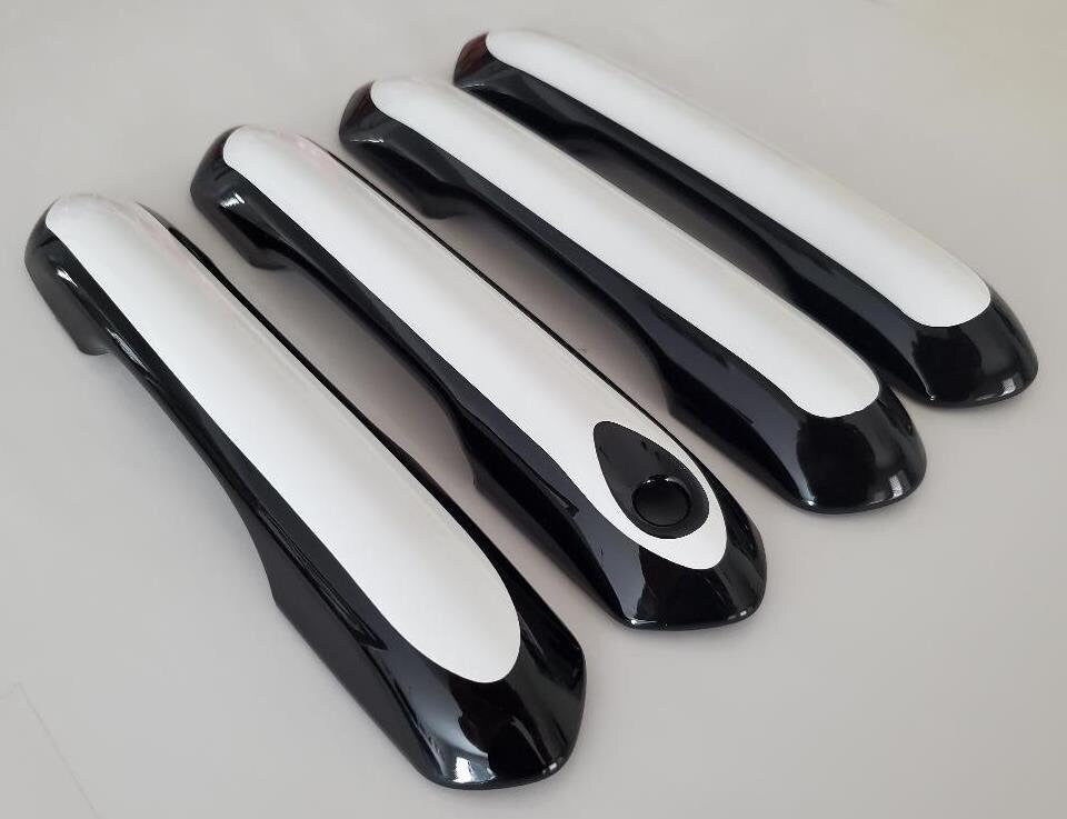 Full Set of Custom Black OR Chrome Door Handle Overlays / Covers For the 2020 - 2023 Ford Explorer  -- You Choose the Middle Color Insert