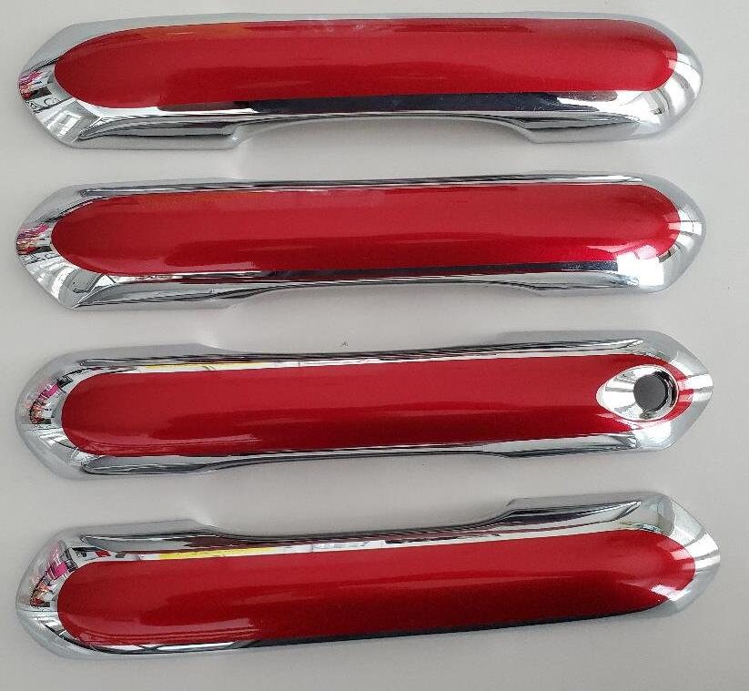 Full Set of Custom Black OR Chrome Door Handle Overlays / Covers For the 2020 - 2023 Ford Explorer  -- You Choose the Middle Color Insert
