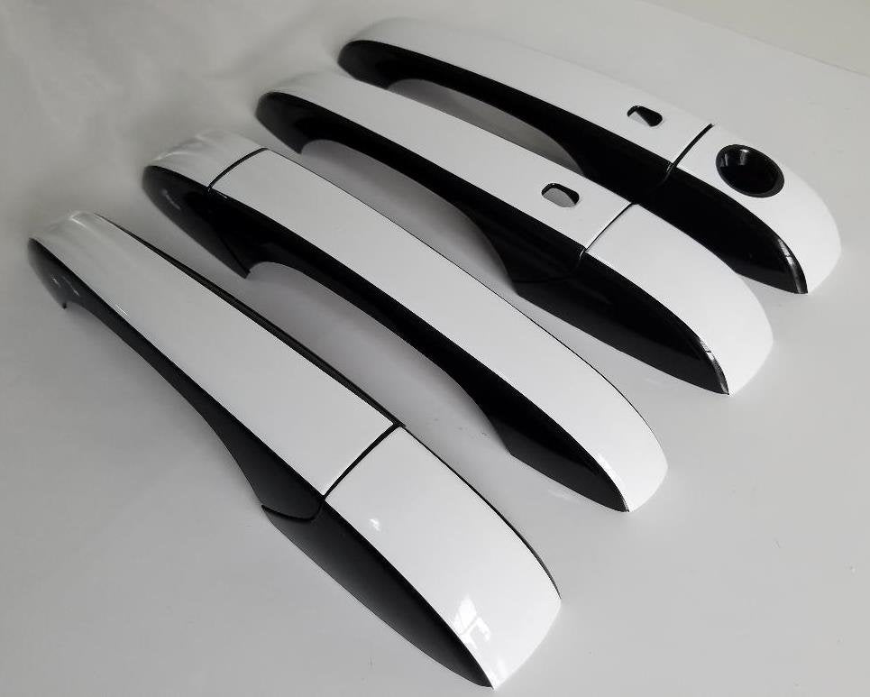 Full Set Custom Black OR Chrome Door Handle Overlays / Covers For the 2007 - 2017 Jeep Patriot -You Choose the Middle Color Insert