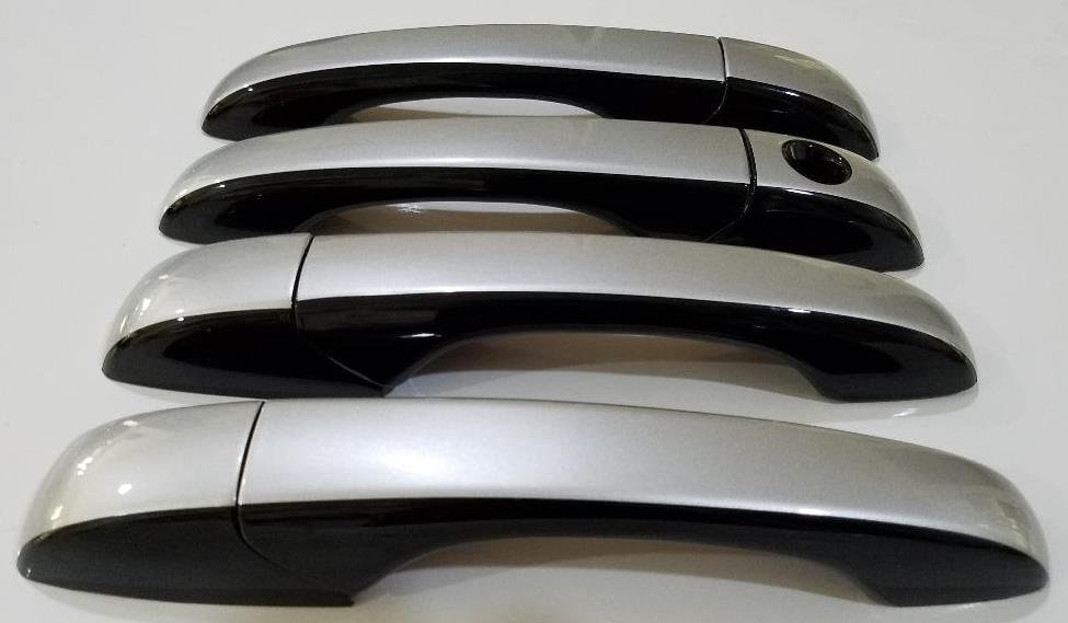 Full Set Custom Black OR Chrome Door Handle Overlays / Covers For the 2007 - 2017 Jeep Patriot -You Choose the Middle Color Insert