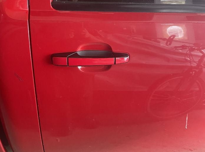 Full Set of Custom Black OR Chrome Door Handle Overlays / Covers For the 2007 - 2013 Cadillac Escalade -- You Choose the Middle Color Insert
