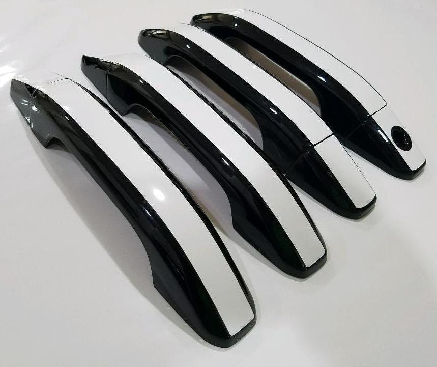 Full Set of Custom Black OR Chrome Door Handle Overlays / Covers For the 2021 - 2022 Chevy Tahoe  -- You Choose the Middle Color Insert