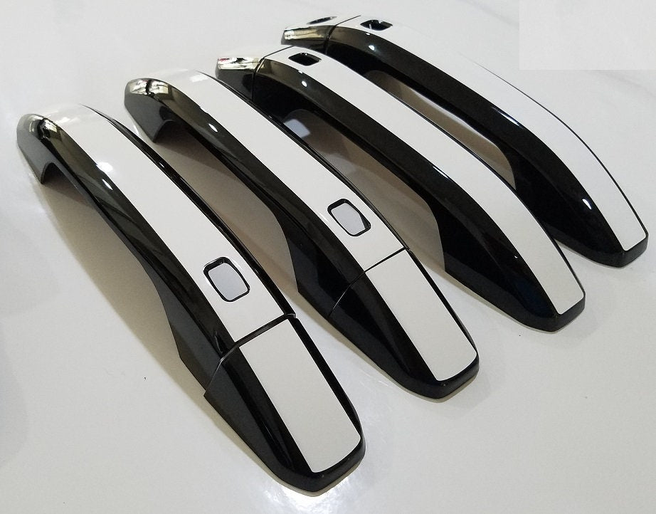 Full Set of Custom Black OR Chrome Door Handle Overlays / Covers For the 2021 - 2022 Chevy Tahoe  -- You Choose the Middle Color Insert
