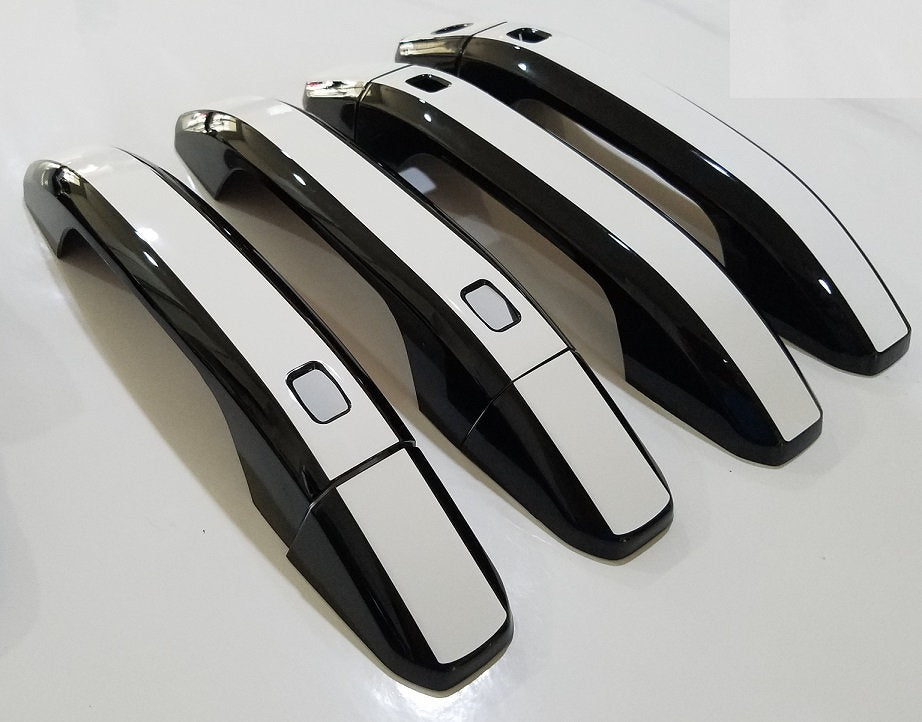 Full Set of Custom Black OR Chrome Door Handle Overlays / Covers For the 2015 - 2020 GMC Yukon  -- You Choose the Middle Color Insert
