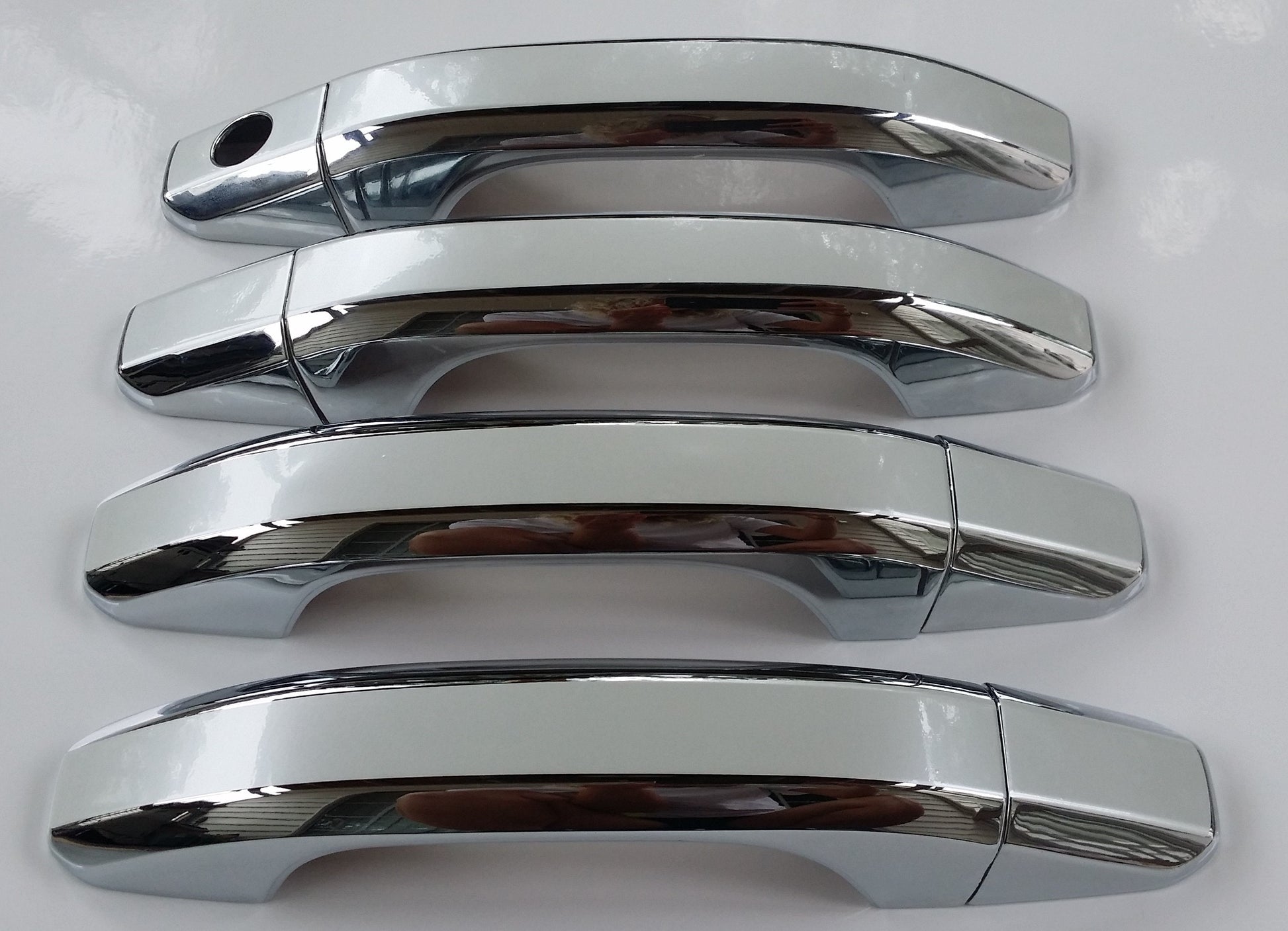 Full Set of Custom Black OR Chrome Door Handle Overlays / Covers For the 2015 - 2022 Chevy Suburban  -- You Choose the Middle Color Insert