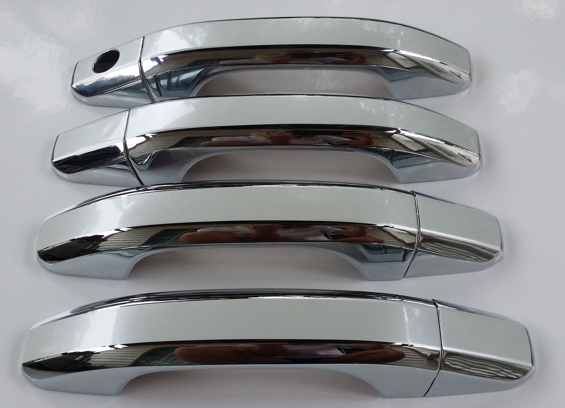 Full Set of Custom Black OR Chrome Door Handle Overlays / Covers For the 2021 - 2022 Chevy Tahoe  -- You Choose the Middle Color Insert