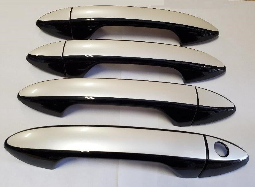 Full Set of Custom Black OR Chrome Door Handle Overlays / Covers For the 2016-2022 Honda Pilot -- You Choose the Color of the Middle Insert