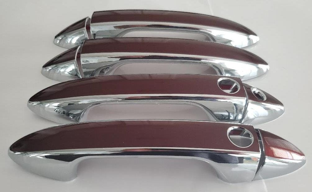 Full Set of Custom Black OR Chrome Door Handle Overlays / Covers For the 2016-2022 Honda Pilot -- You Choose the Color of the Middle Insert
