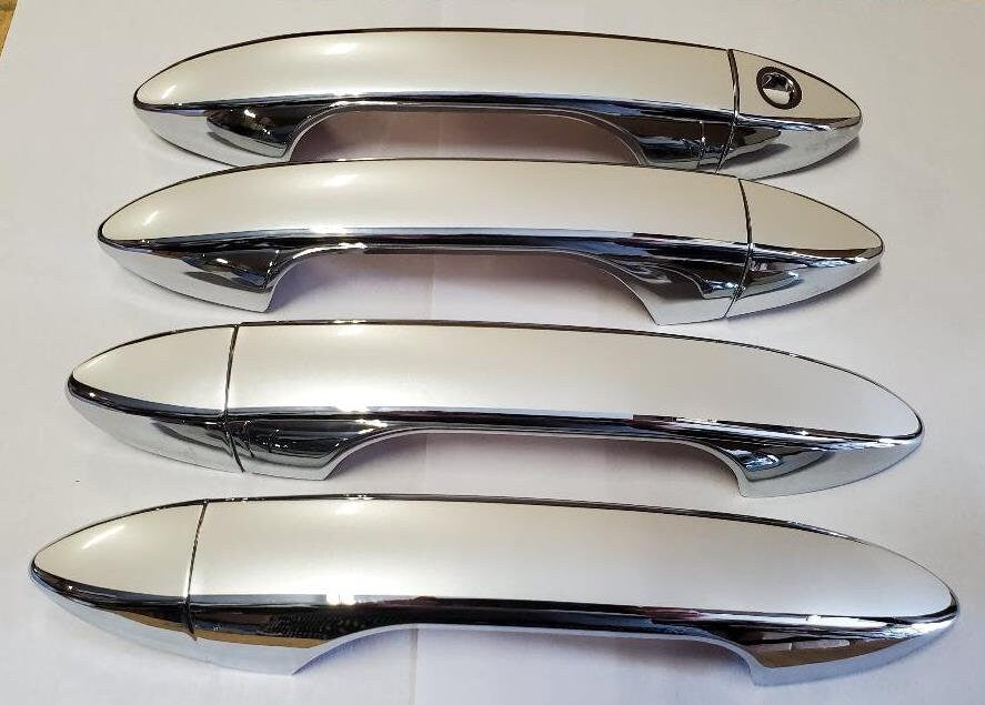 Full Set of Custom Black OR Chrome Door Handle Overlays / Covers For the 2016-2022 Honda Pilot -- You Choose the Color of the Middle Insert
