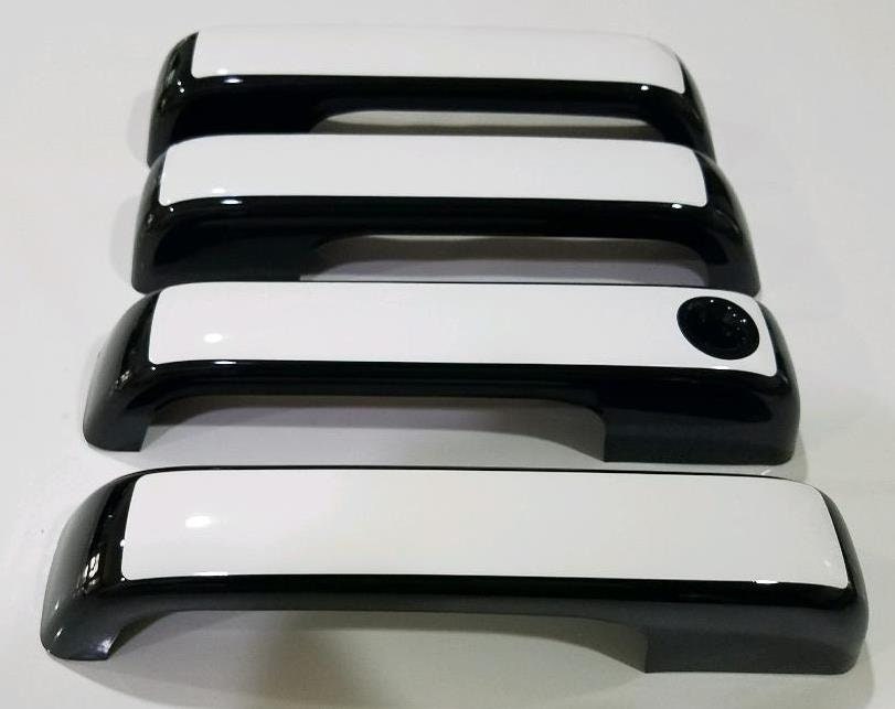 Full Set of Custom Black OR Chrome Door Handle Overlays / Covers For the 2015 - 2019 Ford F150  -- You Choose the Middle Color Insert
