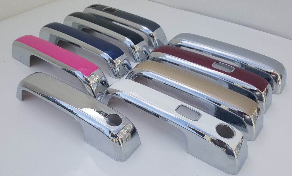 Full Set of Custom Black OR Chrome Door Handle Overlays / Covers For the 2015 - 2019 Ford F150  -- You Choose the Middle Color Insert