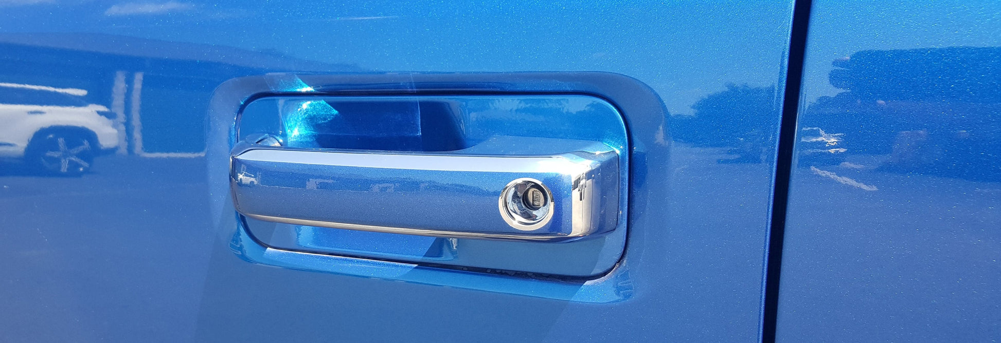 Full Set of Custom Black OR Chrome Door Handle Overlays / Covers For the 2015 - 2022 Ford F350  -- You Choose the Middle Color Insert