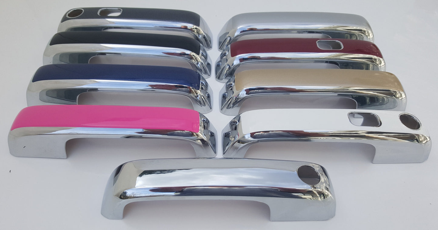 Full Set of Custom Black OR Chrome Door Handle Overlays / Covers For the 2015 - 2019 Ford F150  -- You Choose the Middle Color Insert