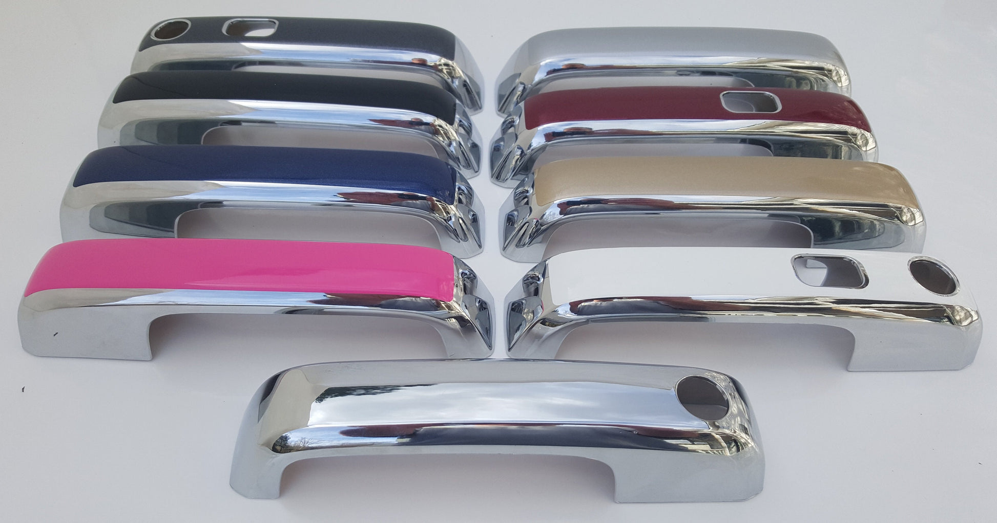 Full Set of Custom Black OR Chrome Door Handle Overlays / Covers For the 2015 - 2019 Ford F150  -- You Choose the Middle Color Insert