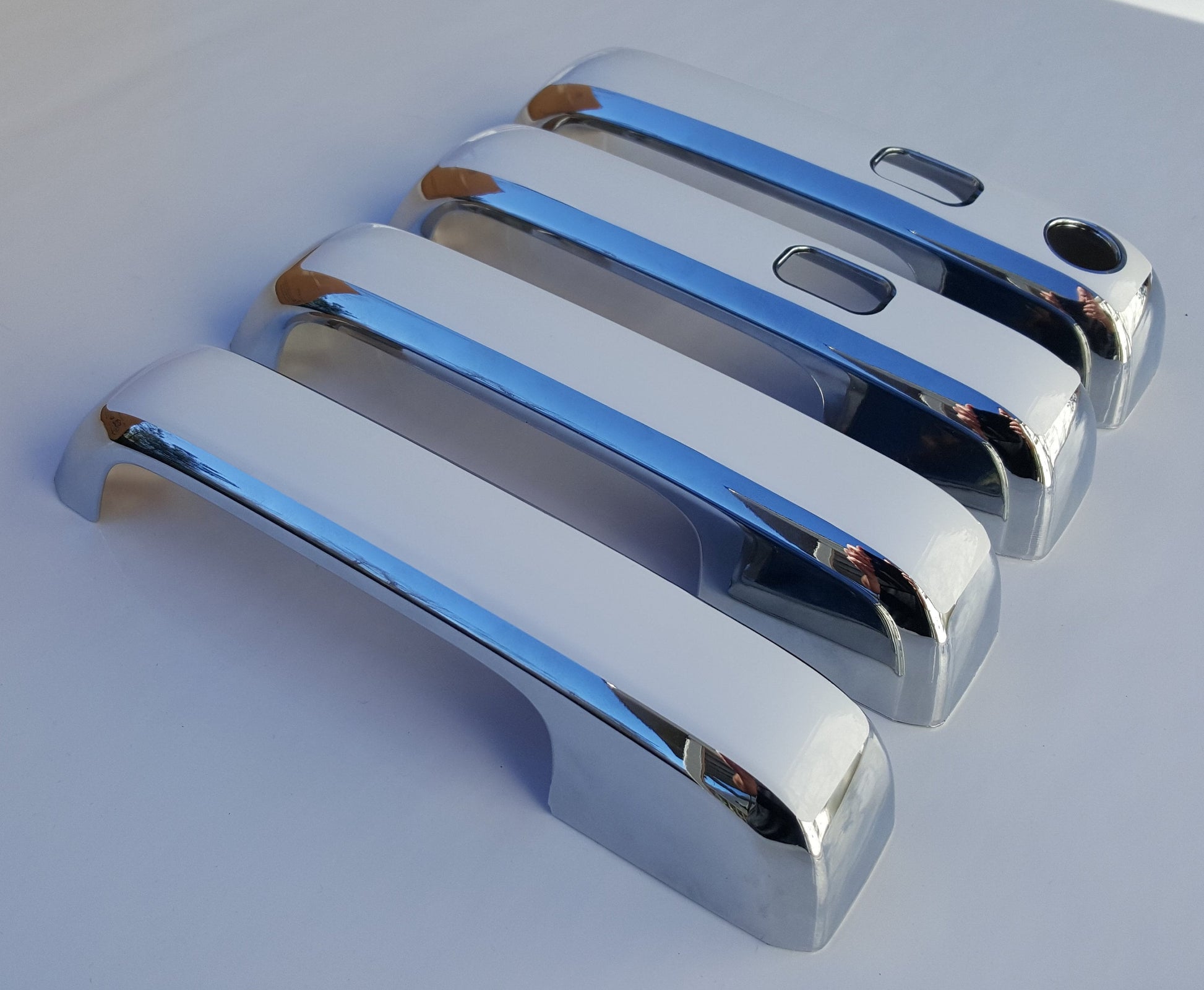 Full Set of Custom Black OR Chrome Door Handle Overlays / Covers For the 2015 - 2022 Ford F350  -- You Choose the Middle Color Insert