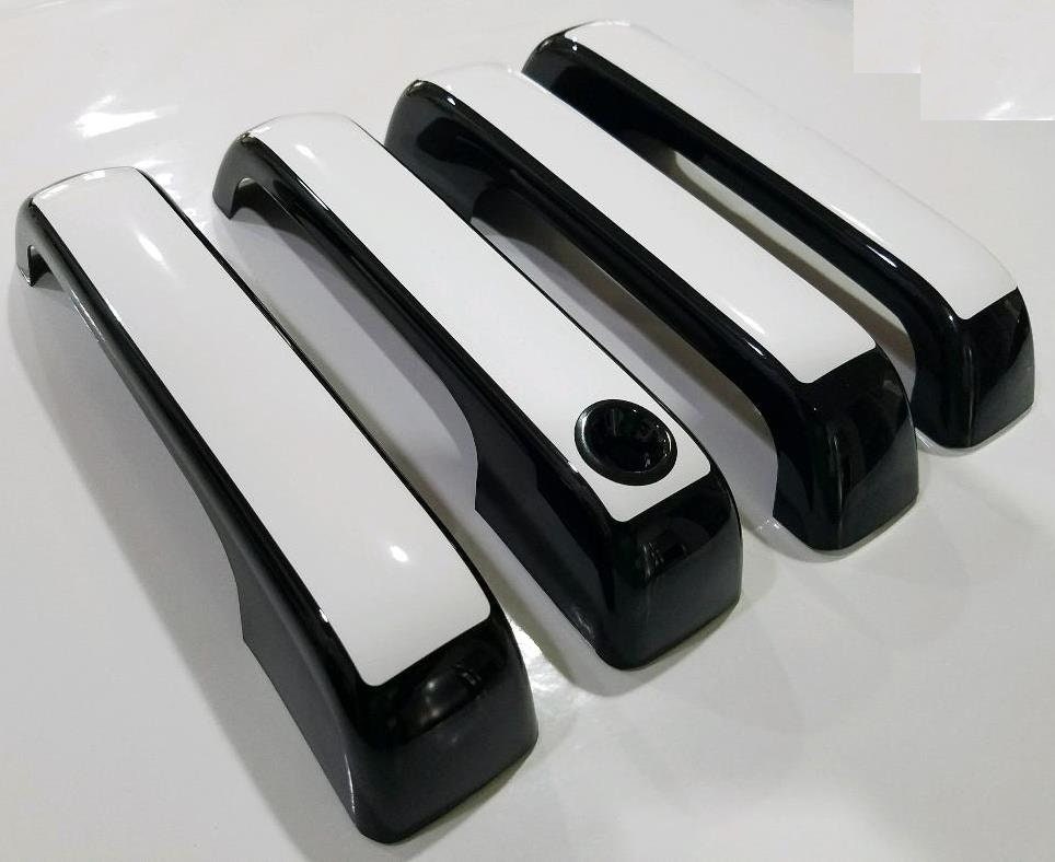 Full Set of Custom Black OR Chrome Door Handle Overlays / Covers For the 2015 - 2019 Ford F150  -- You Choose the Middle Color Insert