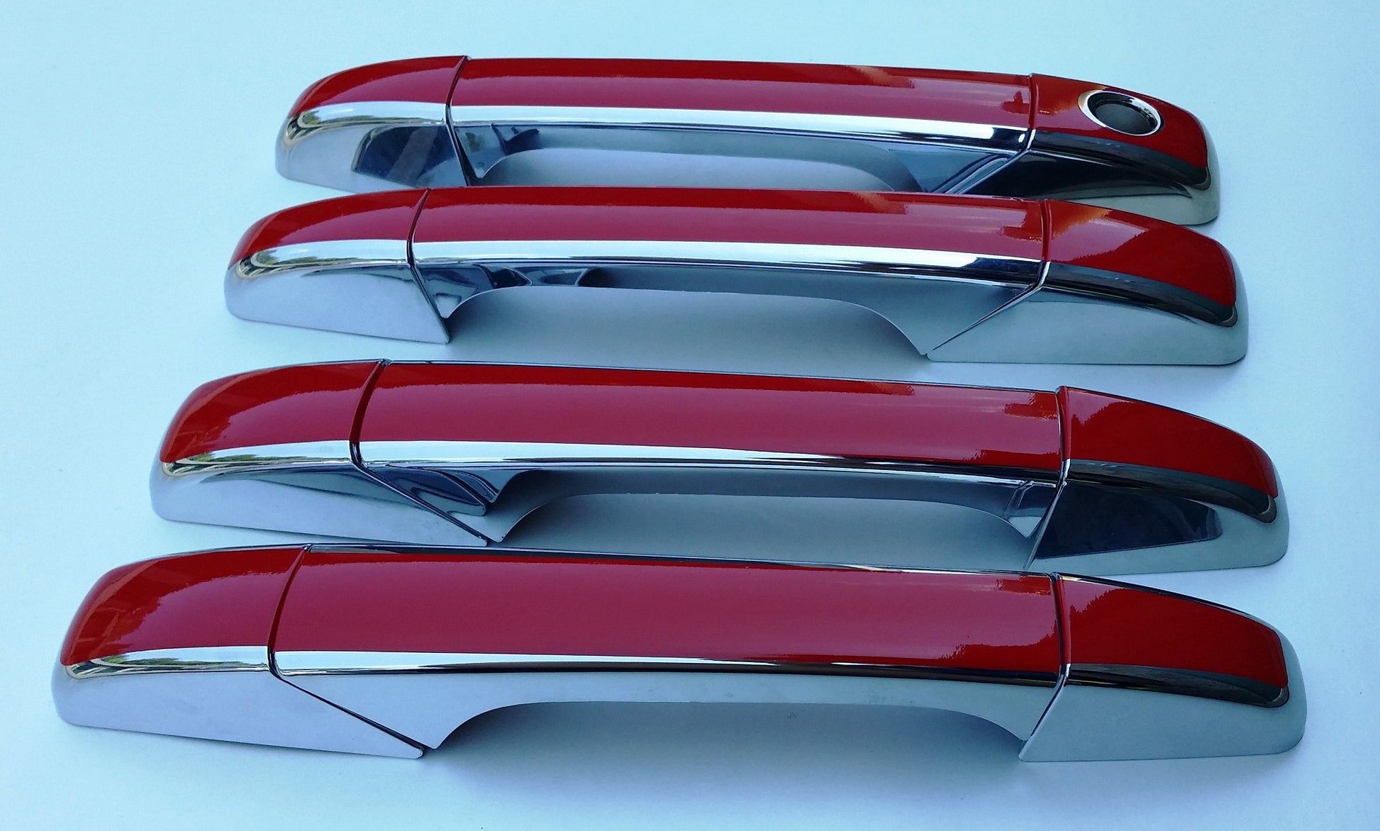 Full Set of Custom Black OR Chrome Door Handle Overlays / Covers For the 2007 - 2014 Chevy Suburban  -- You Choose the Middle Color Insert