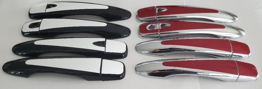 Full Set of Custom Black OR Chrome Door Handle Overlays / Covers For 2016 - 2022 Nissan Maxima -- You Choose the Color of the Middle Insert