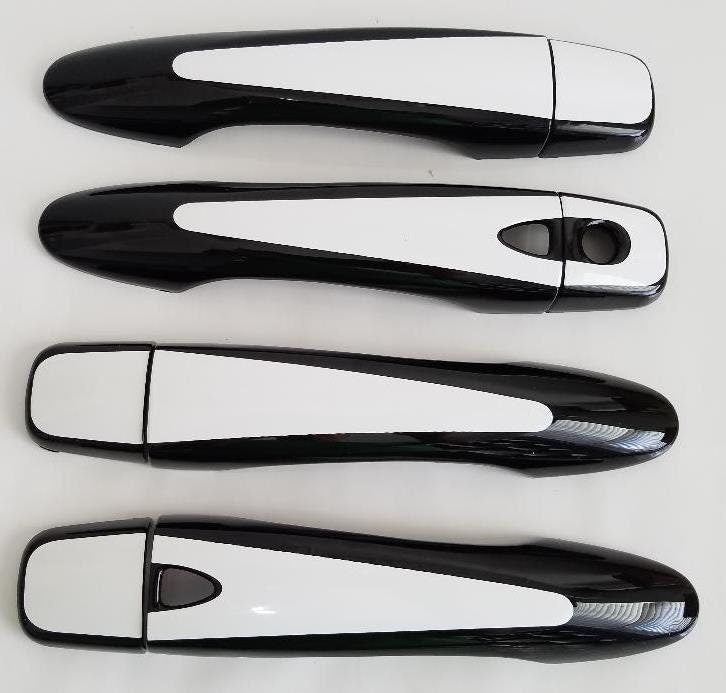 Full Set of Custom Black OR Chrome Door Handle Overlays / Covers For 2016 - 2022 Nissan Maxima -- You Choose the Color of the Middle Insert