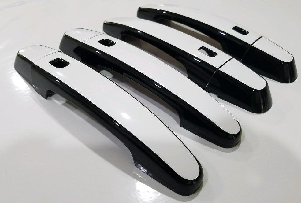 Full Set of Custom Black OR Chrome Door Handle Overlays / Covers For the 2016 - 2022 Chevy Malibu -- You Choose the Middle Color Insert